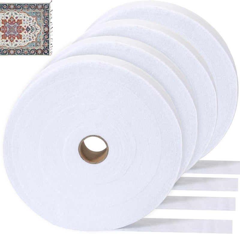 HexaHive 2 1/4 Inch Roll Batting Strips for Rugs Total 200 Yards, 4 Rolls Polyester Blend Batting on a Roll for Quilting, Throw Rugs, Fabric Tube Maker Needle Punched Maker Tool - Image 1
